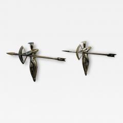 MODERNIST PAIR OF NICKELED BRONZE WARRIOR WALL SCULPTURES - 3959836