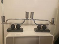 MODERNIST PAIR OF STERLING AND WOOD ART DECO CANDLESTICKS - 2440987