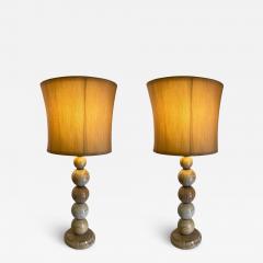 MODERNIST PAIR OF SWIRLED MARBLE BALL LAMPS - 1807685