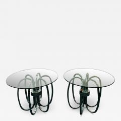 MODERNIST PAIR OF TUBULAR CHROME CAGE FORM SIDE TABLES - 3697471