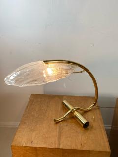 MODERNIST POLISHED BRASS AND MURANO GLASS SHADE DESK LAMP - 1218304