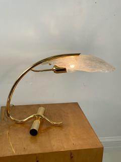 MODERNIST POLISHED BRASS AND MURANO GLASS SHADE DESK LAMP - 1218306
