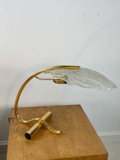 MODERNIST POLISHED BRASS AND MURANO GLASS SHADE DESK LAMP - 1218309