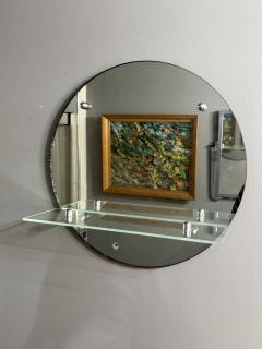 MODERNIST ROUND ART DECO MIRROR WITH CHROME ACCENTS AND GLASS SHELF - 4301285