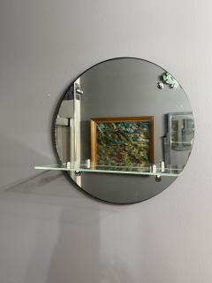 MODERNIST ROUND ART DECO MIRROR WITH CHROME ACCENTS AND GLASS SHELF - 4301287
