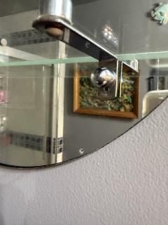MODERNIST ROUND ART DECO MIRROR WITH CHROME ACCENTS AND GLASS SHELF - 4301289