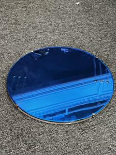 MODERNIST ROUND BLUE ART DECO MIRROR - 2858565