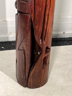 MODERNIST SIGNED ABSTRACT CARVED TOTEM SCULPTURE - 2809896