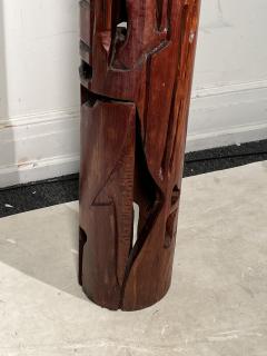 MODERNIST SIGNED ABSTRACT CARVED TOTEM SCULPTURE - 2809897