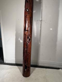 MODERNIST SIGNED ABSTRACT CARVED TOTEM SCULPTURE - 2809898