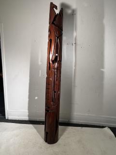 MODERNIST SIGNED ABSTRACT CARVED TOTEM SCULPTURE - 2809901