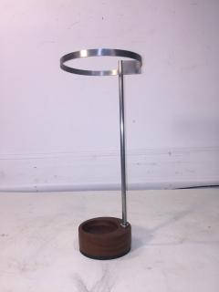 MODERNIST STEEL AND ROUND WOOD BASE UMBRELLA STAND - 728563