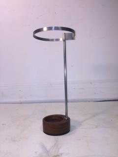 MODERNIST STEEL AND ROUND WOOD BASE UMBRELLA STAND - 728564