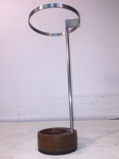 MODERNIST STEEL AND ROUND WOOD BASE UMBRELLA STAND - 728565