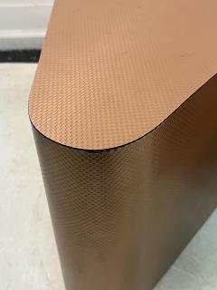 MODERNIST TRIANGULAR PATTERNED COPPER SHEATHED TABLES - 3328802