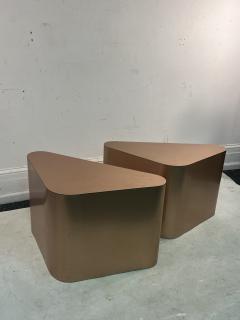 MODERNIST TRIANGULAR PATTERNED COPPER SHEATHED TABLES - 3328803