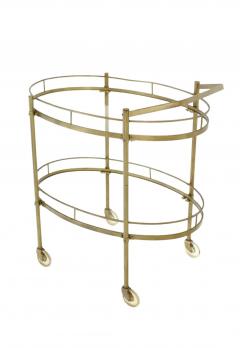 MODERNIST TWO TIER OVAL BRASS GLASS BAR CART - 4466415