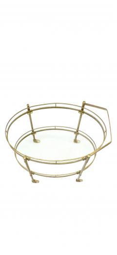 MODERNIST TWO TIER OVAL BRASS GLASS BAR CART - 4466417