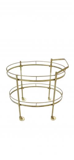 MODERNIST TWO TIER OVAL BRASS GLASS BAR CART - 4466419