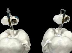 MODERNIST WHITE ENAMELED CAST METAL FULL FIGURAL ELEPHANT LAMPS - 4570912