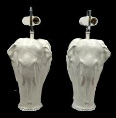 MODERNIST WHITE ENAMELED CAST METAL FULL FIGURAL ELEPHANT LAMPS - 4570914