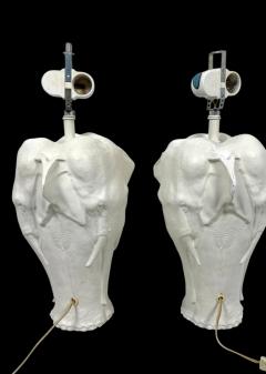 MODERNIST WHITE ENAMELED CAST METAL FULL FIGURAL ELEPHANT LAMPS - 4570915
