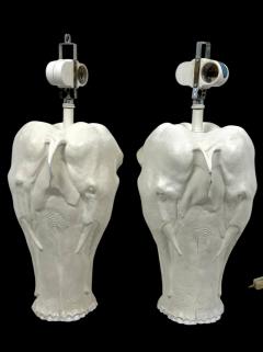 MODERNIST WHITE ENAMELED CAST METAL FULL FIGURAL ELEPHANT LAMPS - 4570916