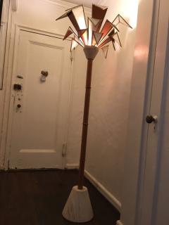 MODERNISTIC ITALIAN FRAMED GLASS AND TRAVERTINE MARBLE PALM TREE FLOOR LAMP - 803464