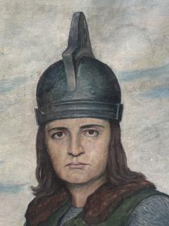 MONUMENTAL ANTIQUE PORTRAIT OF A KNIGHT ON A SHIP AT SEA SIGNED DATED 1925 - 4578501