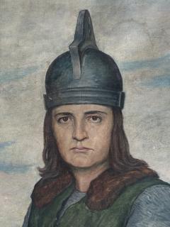 MONUMENTAL ANTIQUE PORTRAIT OF A KNIGHT ON A SHIP AT SEA SIGNED DATED 1925 - 4578503