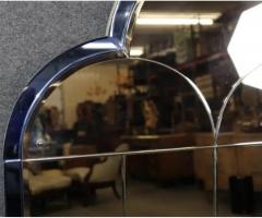 MONUMENTAL ART DECO COBALT BLUE CLEAR TRIPLE ARCH MIRRORS - 4279411