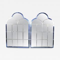MONUMENTAL ART DECO COBALT BLUE CLEAR TRIPLE ARCH MIRRORS - 4281538