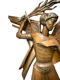 MONUMENTAL ART DECO COPPER SAINT MICHAEL ARCHANGEL AND DRAGON WALL SCULPTURE - 4405783