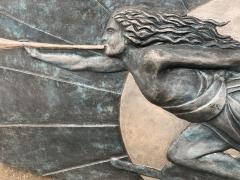 MONUMENTAL ART DECO REVIVAL HERALDING ANGEL WALL SCULPTURE - 1158766