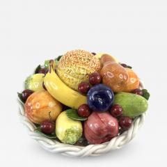 MONUMENTAL MID CENTURY ITALIAN CERAMIC FRUIT IN BASKET CENTERPIECE - 3952486