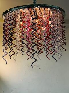 MONUMENTAL MULTI COLOR MURANO GLASS SPIRAL DROPS FLUSH MOUNT CHANDELIER - 3039248
