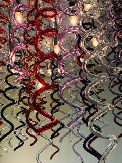 MONUMENTAL MULTI COLOR MURANO GLASS SPIRAL DROPS FLUSH MOUNT CHANDELIER - 3039258