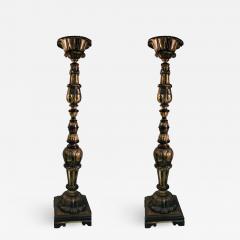 MONUMENTAL PAIR OF ORNATE BAROQUE CARVED WOOD TORCHIERES - 813280
