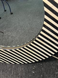 MONUMENTAL POST MODERN BLACK WHITE STRIPED TESSELATED RESIN ROUND MIRROR - 3747931