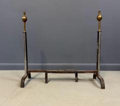 Machine Age Polished Steel and Brass Andirons Early 20th Century - 4206740