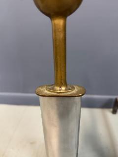 Machine Age Polished Steel and Brass Andirons Early 20th Century - 4206748