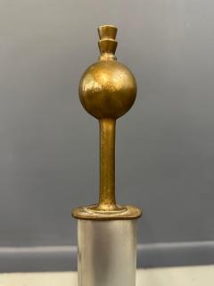 Machine Age Polished Steel and Brass Andirons Early 20th Century - 4206753