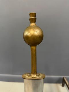 Machine Age Polished Steel and Brass Andirons Early 20th Century - 4206782