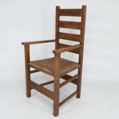 Mackay Hugh Baillie Scott Baillie Scott for J P White Arts Crafts oak rush seat ladder back armchair  - 4185697