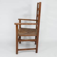 Mackay Hugh Baillie Scott Baillie Scott for J P White Arts Crafts oak rush seat ladder back armchair  - 4185698