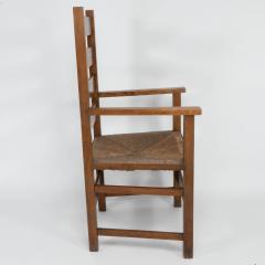 Mackay Hugh Baillie Scott Baillie Scott for J P White Arts Crafts oak rush seat ladder back armchair  - 4185699