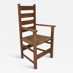 Mackay Hugh Baillie Scott Baillie Scott for J P White Arts Crafts oak rush seat ladder back armchair  - 4232943