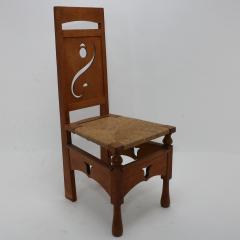 Mackay Hugh Baillie Scott M H Baillie Scott Attributed Oak Arts Crafts Chair with Floral Cut outs - 4192051