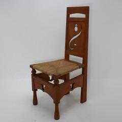 Mackay Hugh Baillie Scott M H Baillie Scott Attributed Oak Arts Crafts Chair with Floral Cut outs - 4192053
