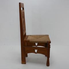 Mackay Hugh Baillie Scott M H Baillie Scott Attributed Oak Arts Crafts Chair with Floral Cut outs - 4192055